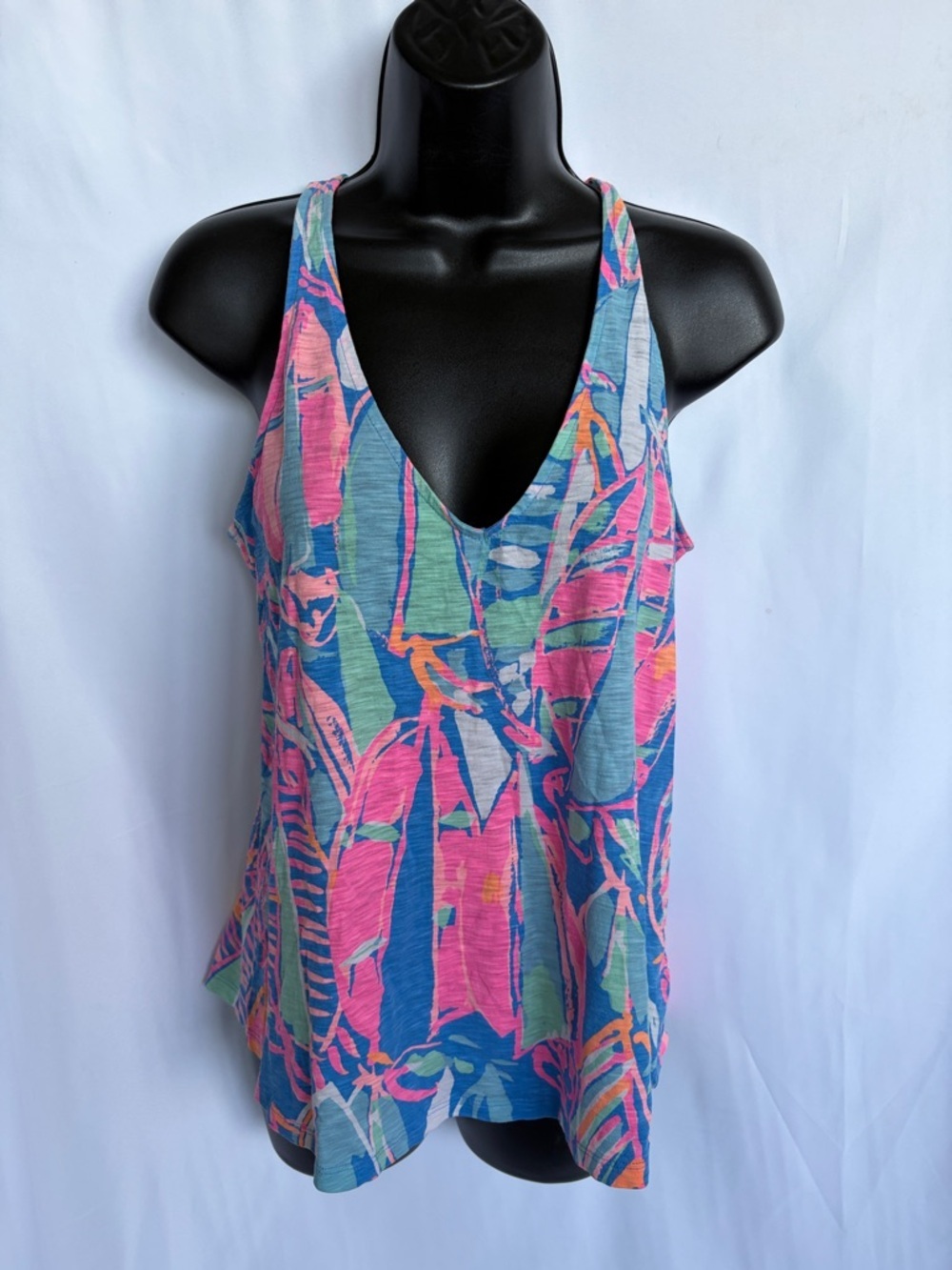 Lilly Pulitzer Bright Pink Mint Green Blue Racerback Tank, Out to Sea, sz S